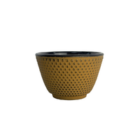 Cast Iron Cup Coloured Hobnail Inner Blue
