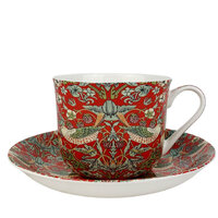 Heritage Breakfast Cup & Saucer Strawberry Thief Red