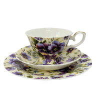 Summer Pansy Cup Saucer Plate
