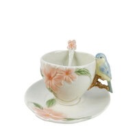 Cosmos Flower Cup & Saucer Spoon - Bluebird Apple Blossom