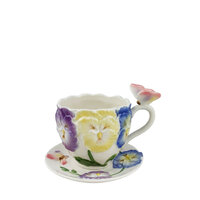 Cosmos Flower Cup & Saucer Pansy & Butterfly