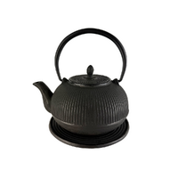 Cast Iron Teapot Black lines with Trivet
