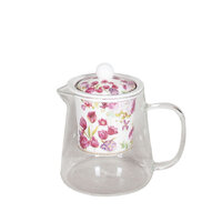 Rose & Tulip Glass Teapot