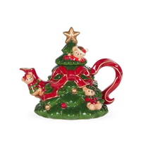 Cozy Christmas Tree Teddy Bear Teapot