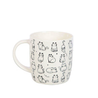 White Happy Cat Print Mug