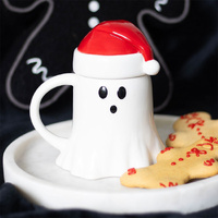 Ghost Shaped Mug with Santa Hat