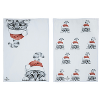 Santa Paws Chester the Cat Tea Towel