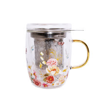 Springtime Soiree Double Walled Glass Infuser Mug