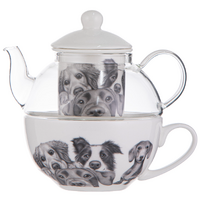 Peeking Pups Glass Top Tea For One