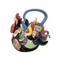 Funky Black Rooster Teapot
