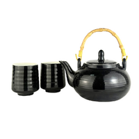 Gloss Black 3 Piece Tea Set