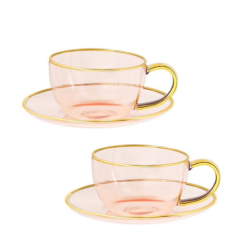 Cristina Re Rose Glass Cup & Saucer set of 2