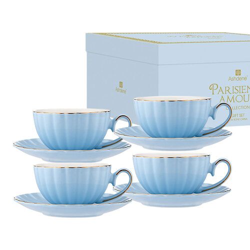 Ashdene Parisienne Amour Cup & Saucer Set of 4 Bluebell