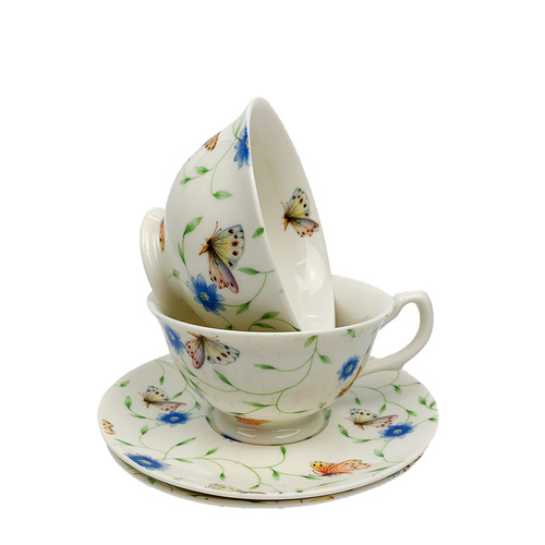 Floral Cup & Saucer set of 2 Butterfly