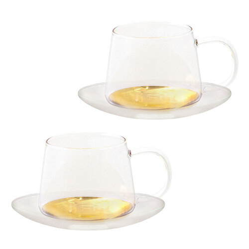 Estelle Glass Cup & Saucer Set of 2
