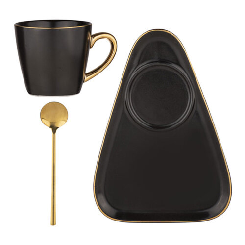 Asteria Mug Plate & Spoon Set Black