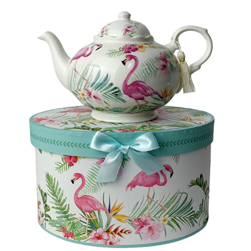 Flamingo Teapot in Hat Box