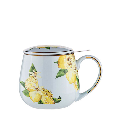 Citrus Blooms Infuser Mug with Lid