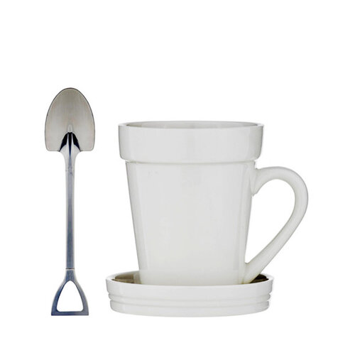 Flowerpot Mug Coaster & Spoon Set