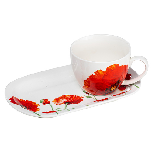 Red Poppies Mug & Plate Set
