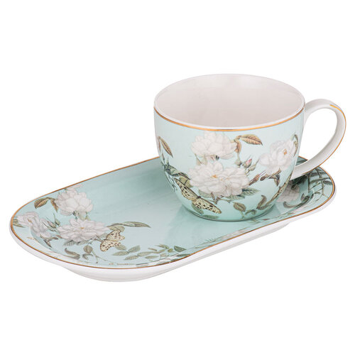 Elegant Rose Mug & Plate Set