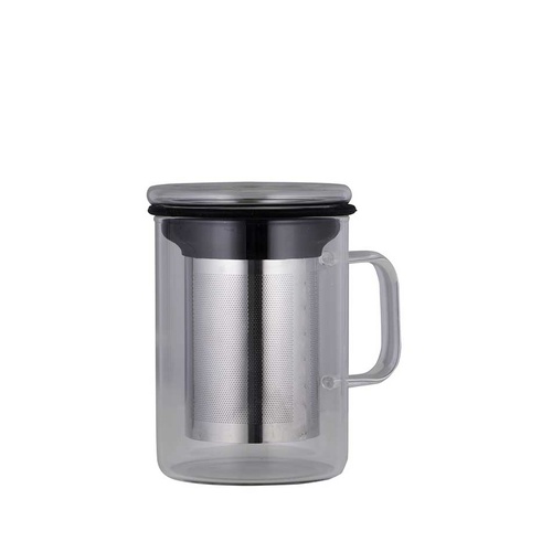 Glass Tea Mug with infuser - black
