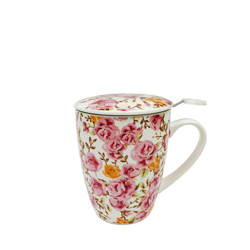 Royal Devonshire Infuser Mug with Lid - Candy Rose Bloom