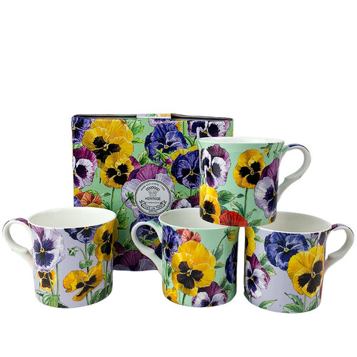 Pansy Set of 4 Mugs