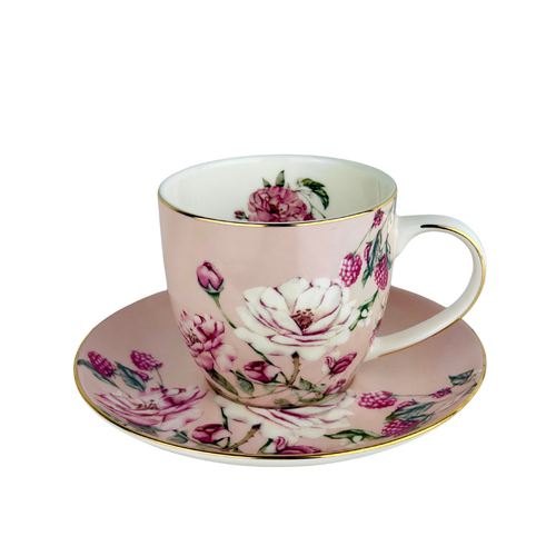 Raspberry Rose Cup and Saucer