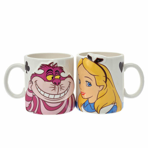 Disney Pair Kiss Mugs Alice & Cheshire Cat
