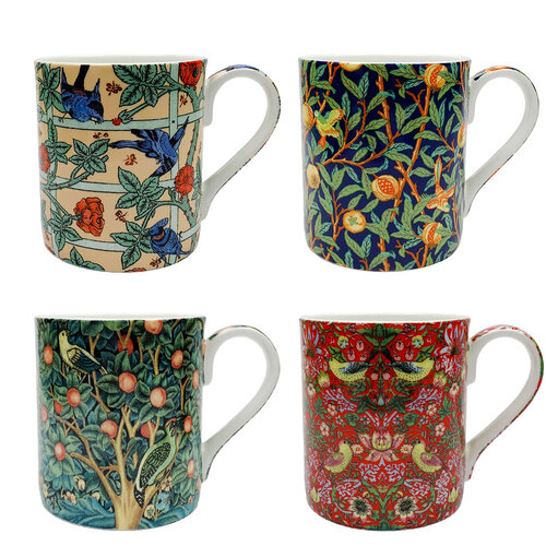 William Morris Birds set 4 Mugs
