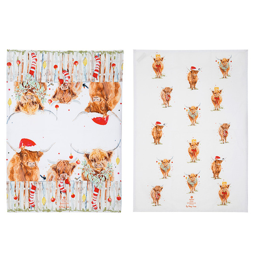 Coo Christmas Tea Towel 2pk