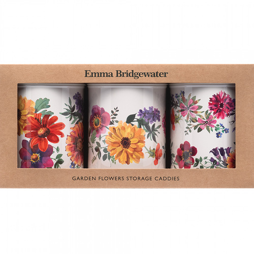 Caddy Garden Flowers Round Canister Set of 3
