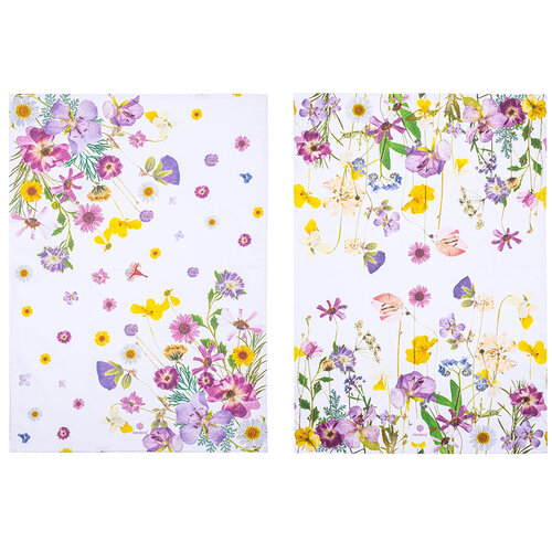 Pressed Flowers Tea Towel - Pack of 2