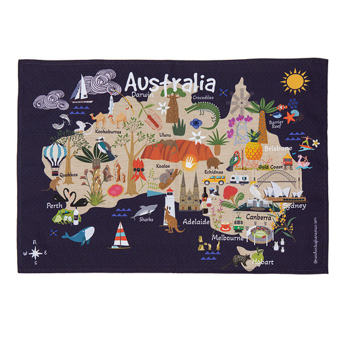 Land Down Under Tea Towel