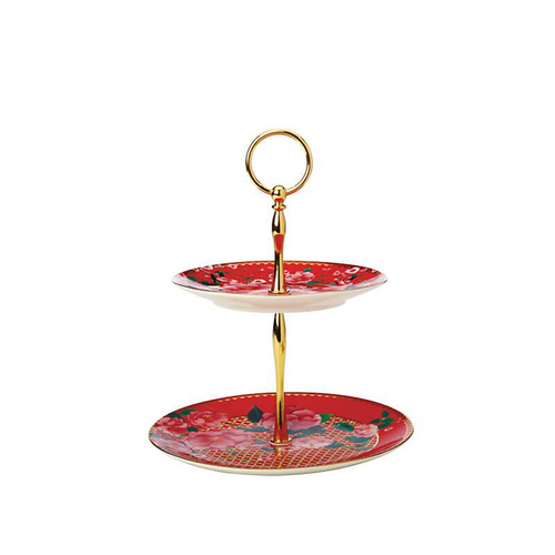 Silk Road 2 tier Cake Stand Cherry Red
