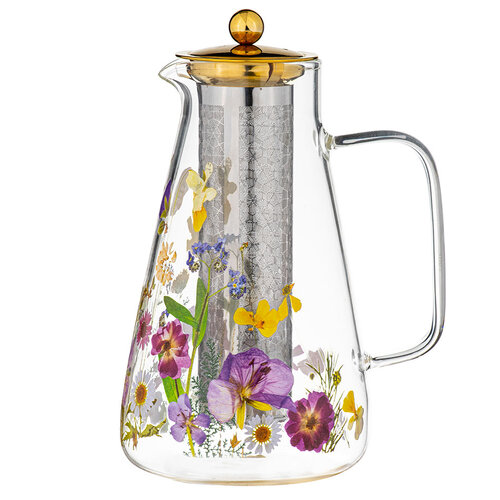 Pressed Flowers Glass Infuser Jug