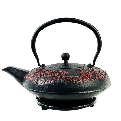 Black Dragon Cast Iron Teapot with Trivet