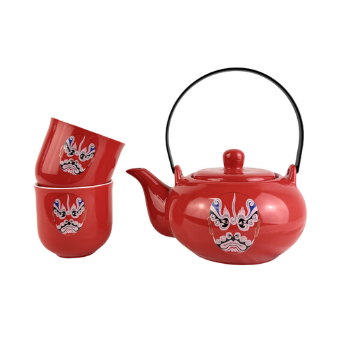 3 Piece Tea Set with Opera Mask