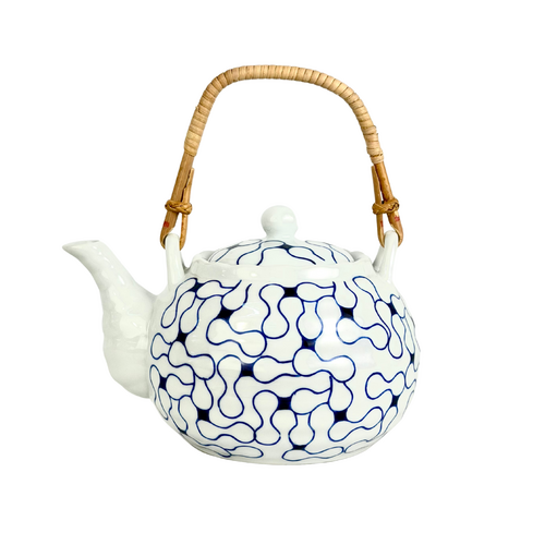Blue and White Teapot with Cane Handle